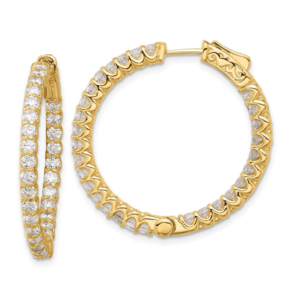 14K Yellow Gold 2.9 carat Diamond In/Out Hoop w/Safety Clasp Earrings