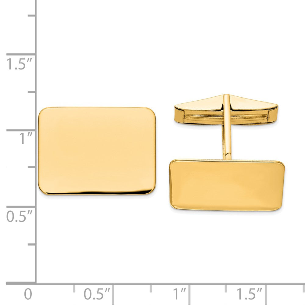 14K Yellow Gold Men's Rectangular Cuff Links