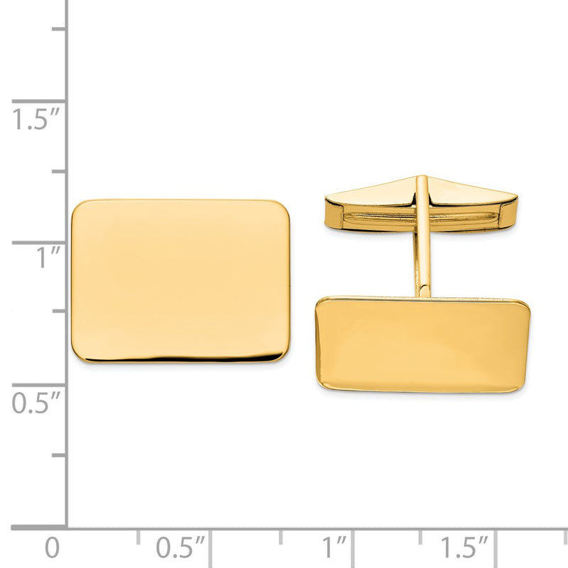 14K Yellow Gold Men's Rectangular Cuff Links
