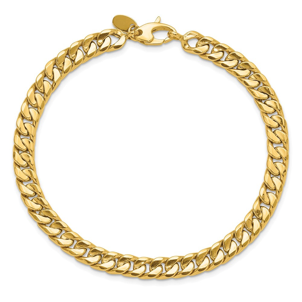 14K Yellow Gold Polished 6.00mm Fancy Concave Curb Link 8.5 Inch Bracelet