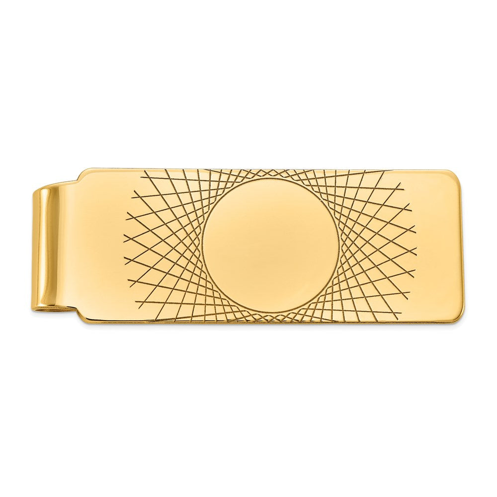 14K Yellow Gold Men's Geometric Design Money Clip