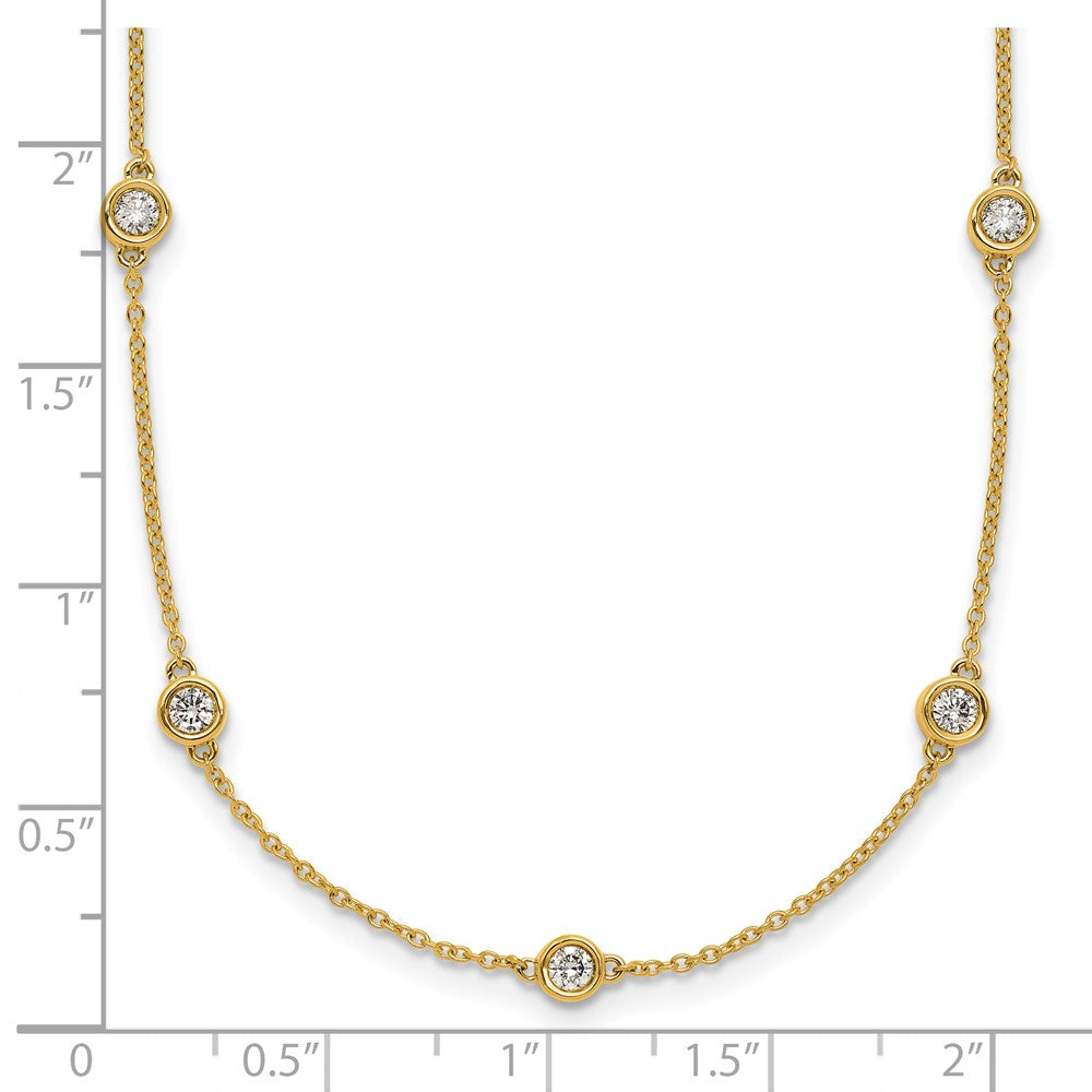 14K Yellow Gold Complete 7/8 carat Bezel-set Diamond and Cable Chain 16-Station 20 Inch Necklace