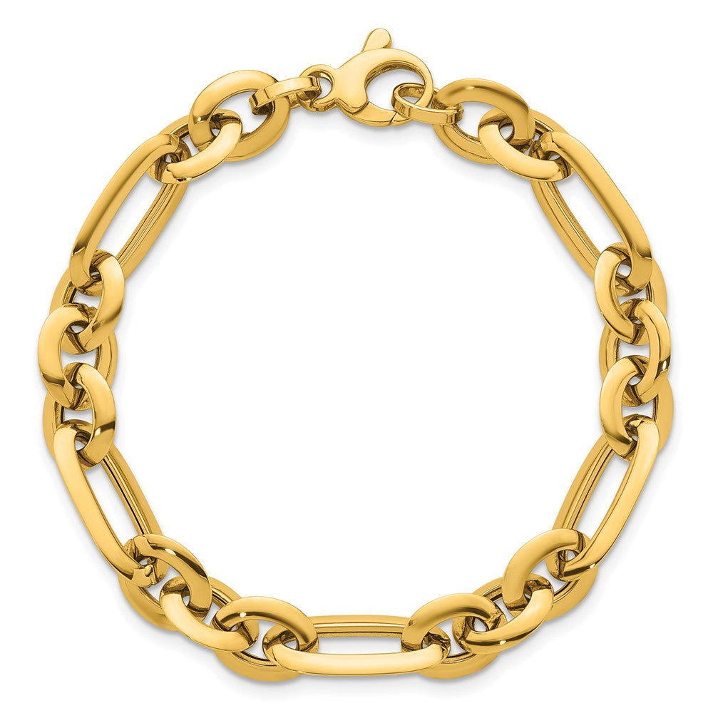14K Yellow Gold Polished 7.75mm Long Knife Edge Link 7.5 Inch Bracelet