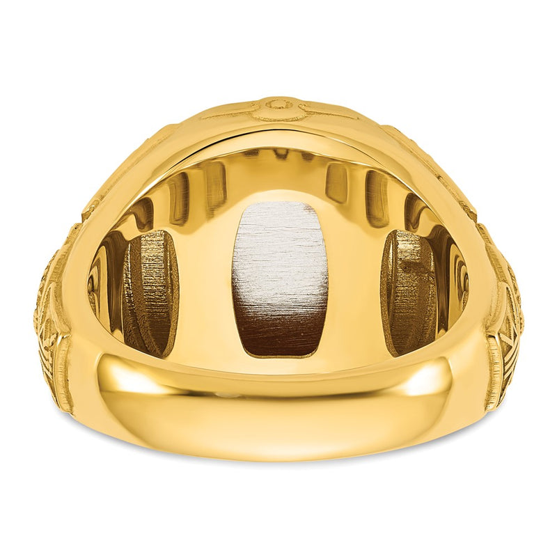 14K Two-Tone Gold Engravable Square with Rounded Corners Signet ring