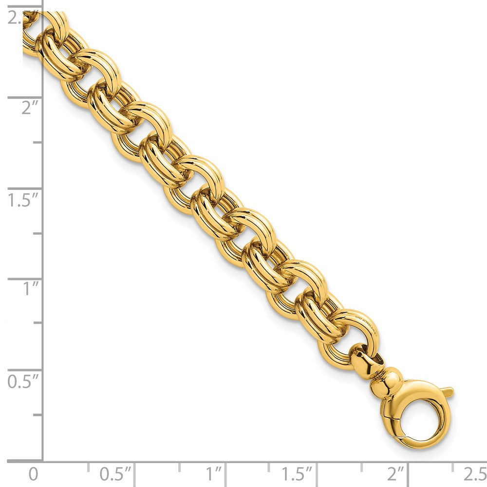 14K Yellow Gold Polished 8.5mm Lightweight Double Link Cable 7.5 Inch Bracelet Plus 0.75 Inch Extender