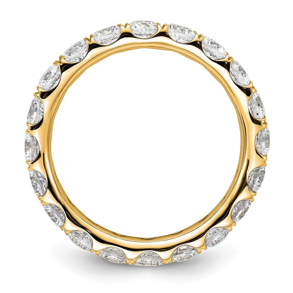 14K Yellow Gold Polished Size 8.5 U-Shared Prong 3 carat Diamond Complete Eternity Wedding Band Ring