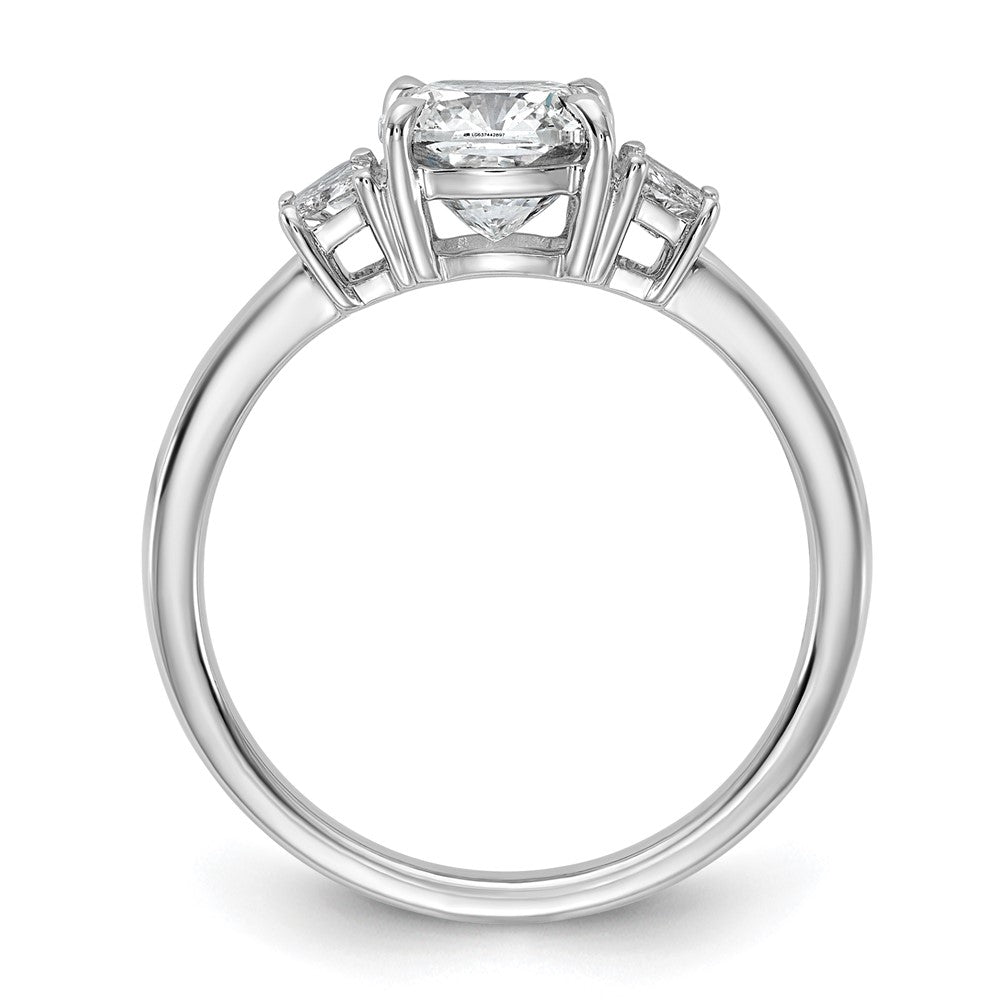 14K White Gold 1 7/8 carat Lab Grown Diamond VS+ F+ Cushion and Half Moon Complete Three Stone Engagement Ring