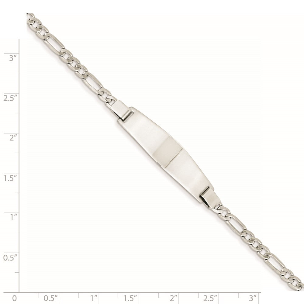 14K White Gold 7in Solid Polished Figaro Link ID Bracelet