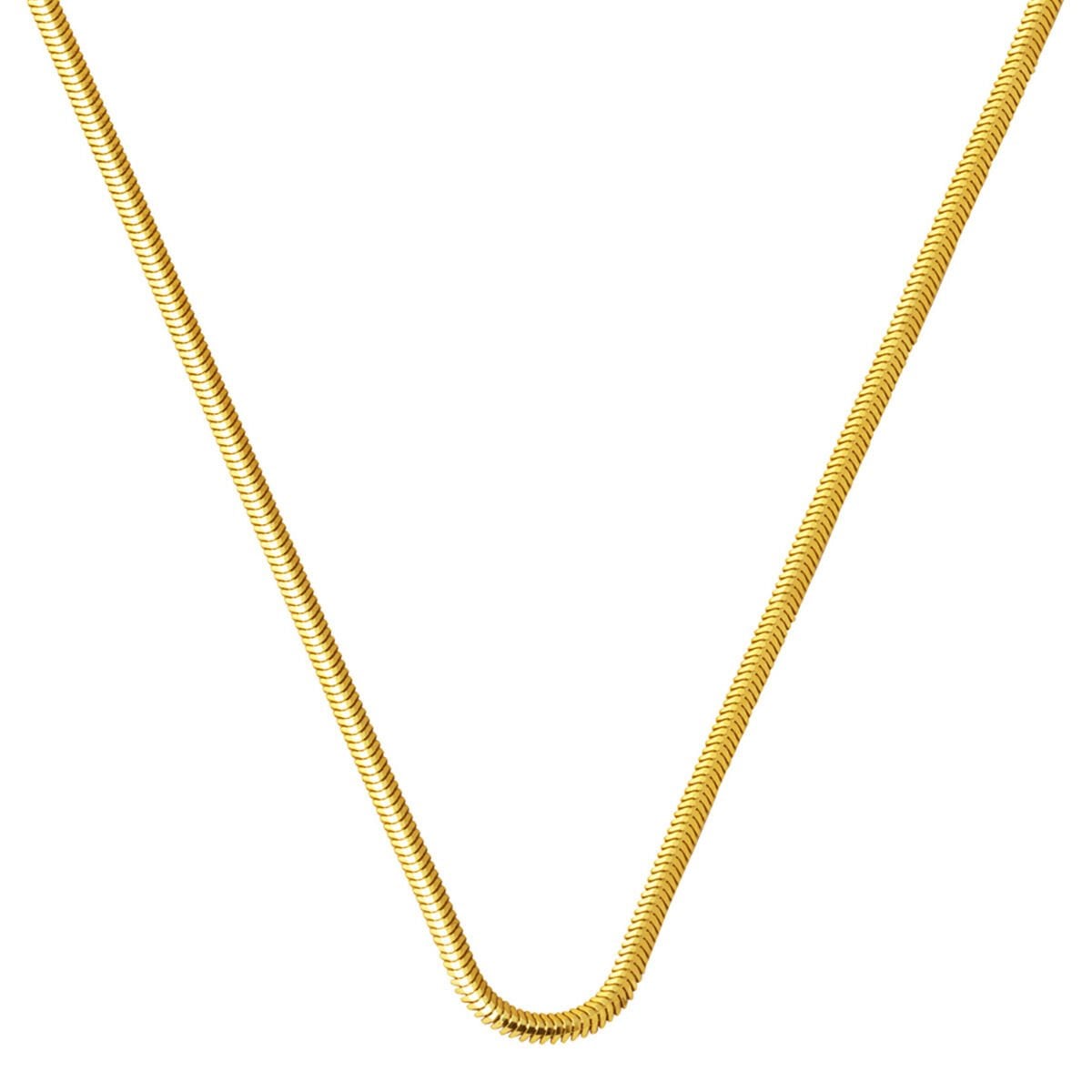 14K Yellow Gold 2mm Herringbone Chain Necklace 65cm