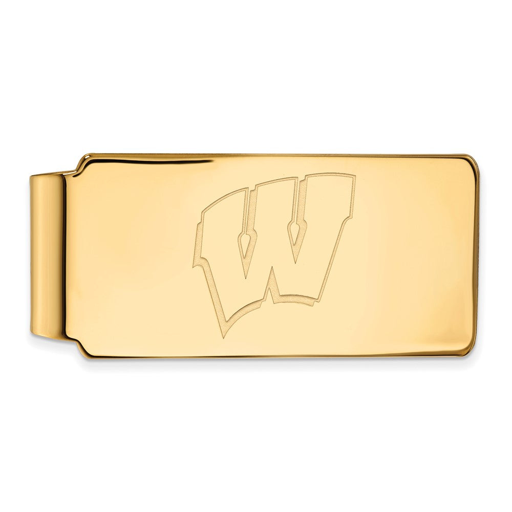 10K Yellow Gold Gold LogoArt University of Wisconsin Letter W Money Clip