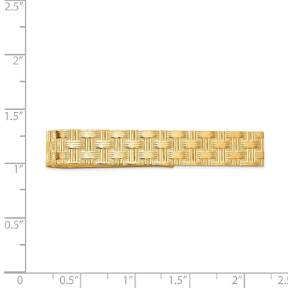 14K Yellow Gold Men's Textured Basketweave Pattern Tie Bar