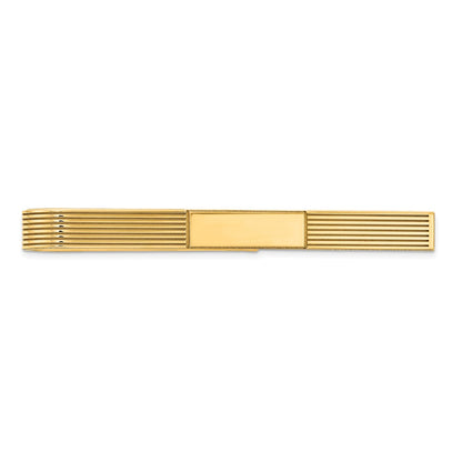 14K Yellow Gold Men's Grooved Engravable Tie Bar