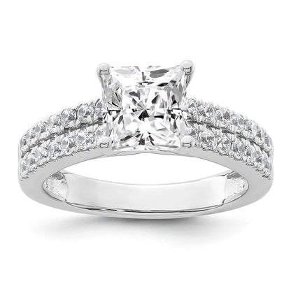 14K White Gold 1/2 carat Lab Grown Diamond VS/SI+ G+ 1 1/2 carat Princess Center Semi Mount Engagement Ring