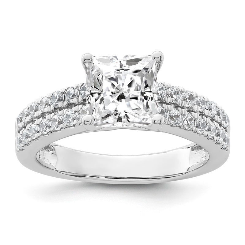 14K White Gold 1/2 carat Lab Grown Diamond VS/SI+ G+ 1 1/2 carat Princess Center Semi Mount Engagement Ring