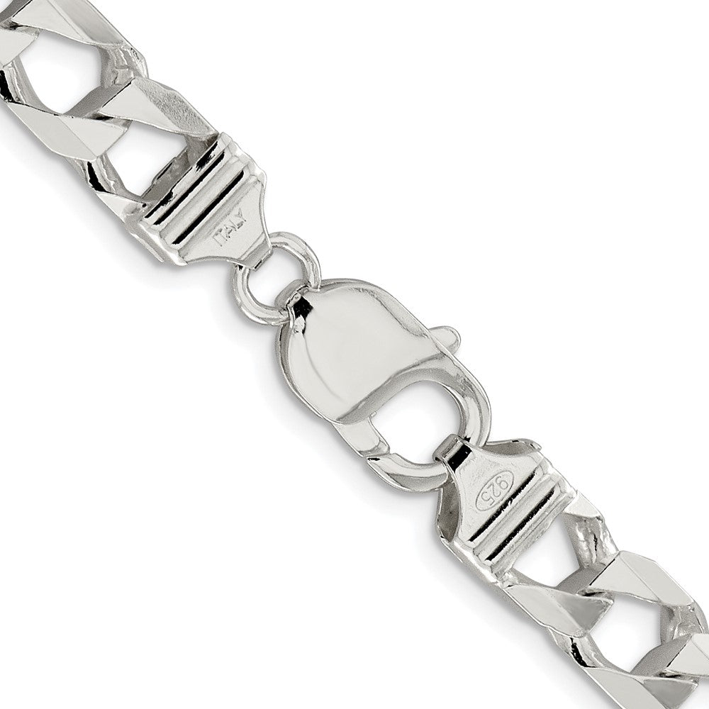 Sterling Silver Rhodium-plated 8.6mm D/C Square Curb 26 Inch Chain