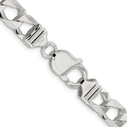 Sterling Silver Rhodium-plated 8.6mm D/C Square Curb 26 Inch Chain