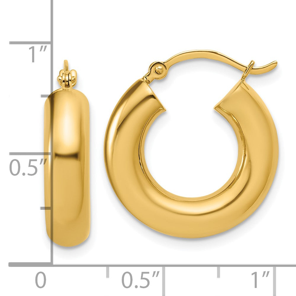 14K Yellow Gold 5x20mm Polished Lightweight Tube Hoop Earrings