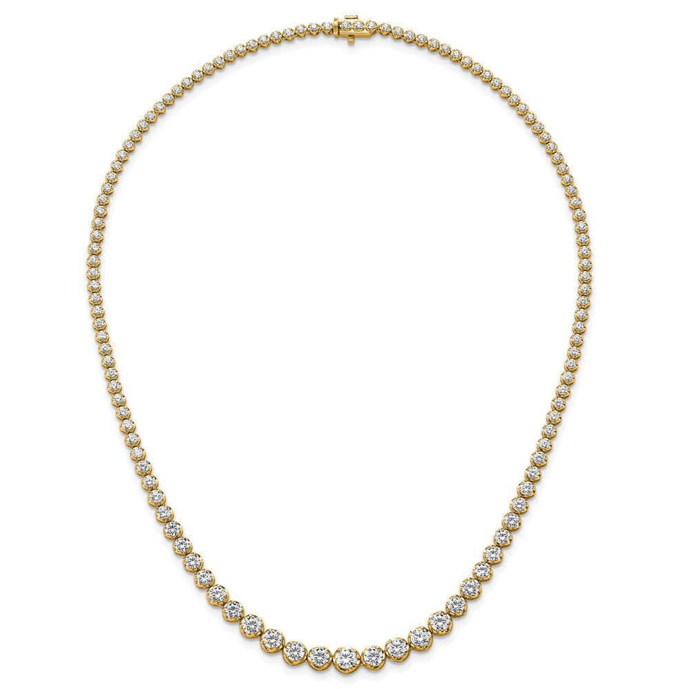 14K Yellow Gold 10 1/2 carat Lab Grown Diamond VS/SI+ G+ Complete Round 16 Inch Graduated Tennis Necklace