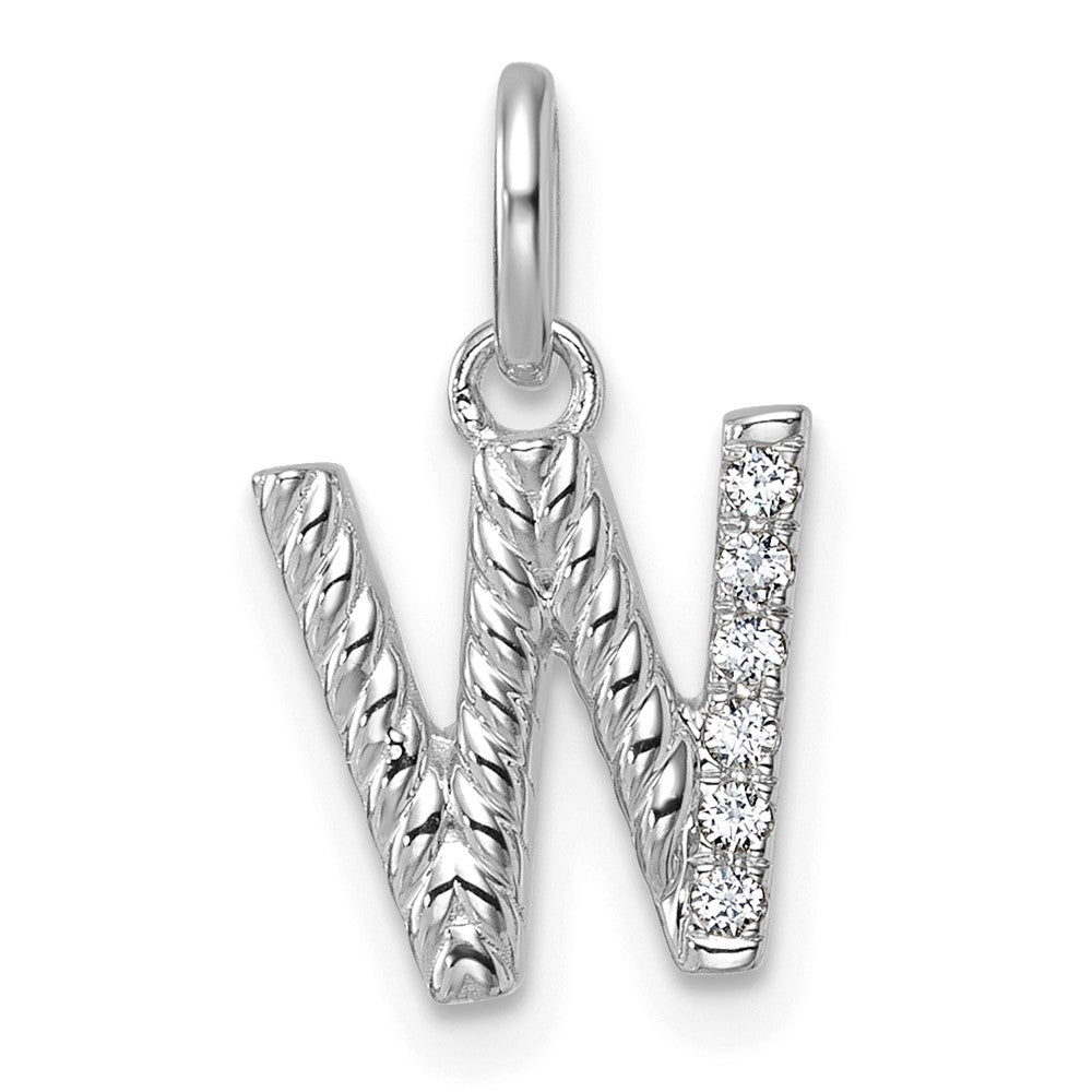 14K White Gold Twisted .05 ct. Diamond Initial W Charm