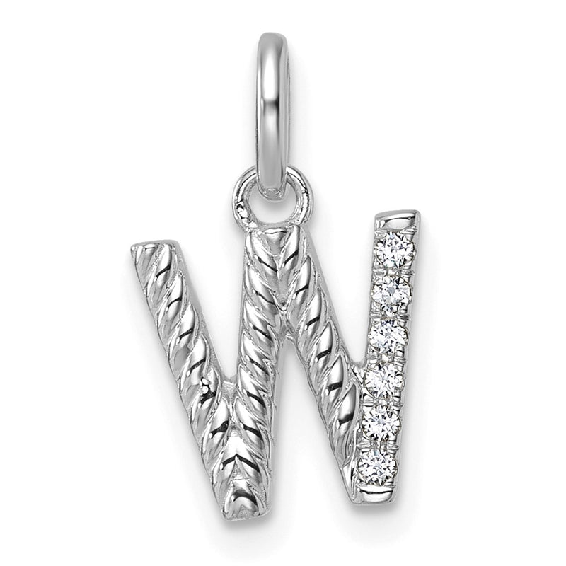 14K White Gold Twisted .05 ct. Diamond Initial W Charm