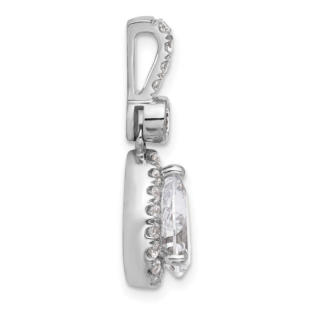 14K White Gold 2 carat Certified Lab Grown Diamond VS+ F+ Pear Complete Halo Pendant