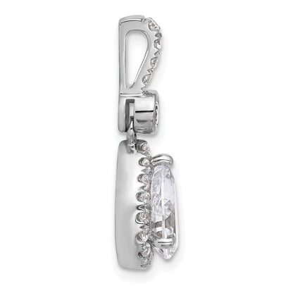 14K White Gold 2 carat Certified Lab Grown Diamond VS+ F+ Pear Complete Halo Pendant