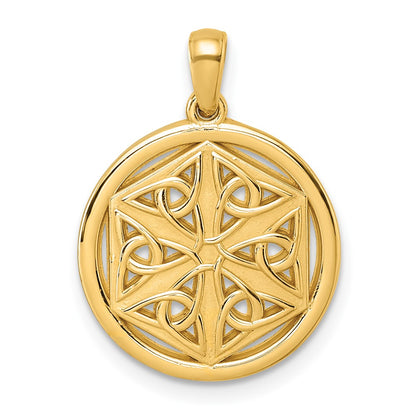 14K Yellow Gold Polished Celtic Knot Hexagon Pendant