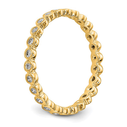 14K Yellow Gold Polished 1/3ct Bezel Set Diamond Eternity Wedding Band Ring