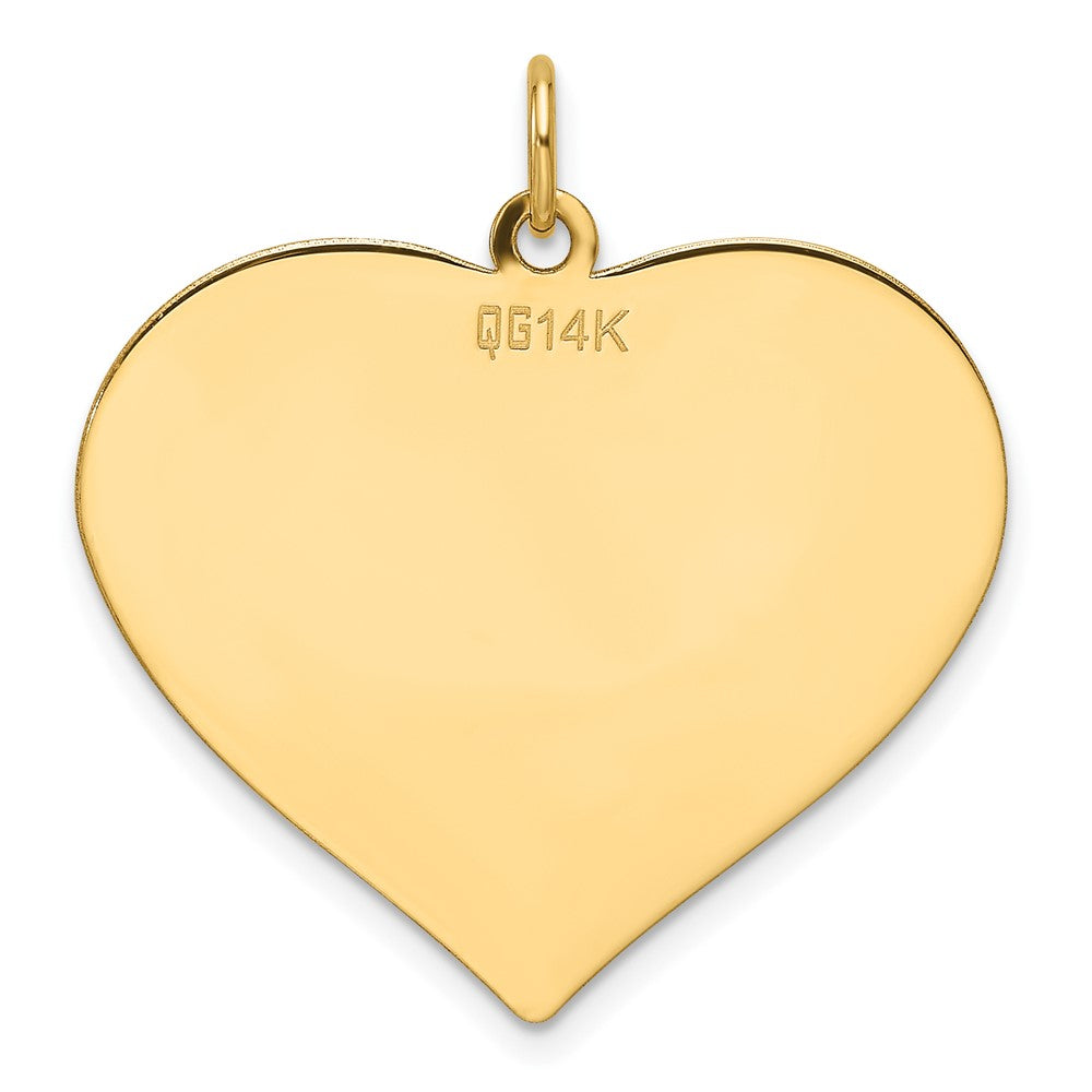 14K Yellow Gold Plain .013 Gauge Engraveable Heart 25.7x28.9mm Disc Charm