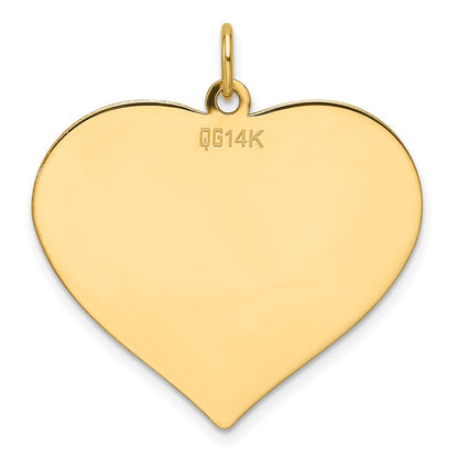 14K Yellow Gold Plain .013 Gauge Engraveable Heart 25.7x28.9mm Disc Charm