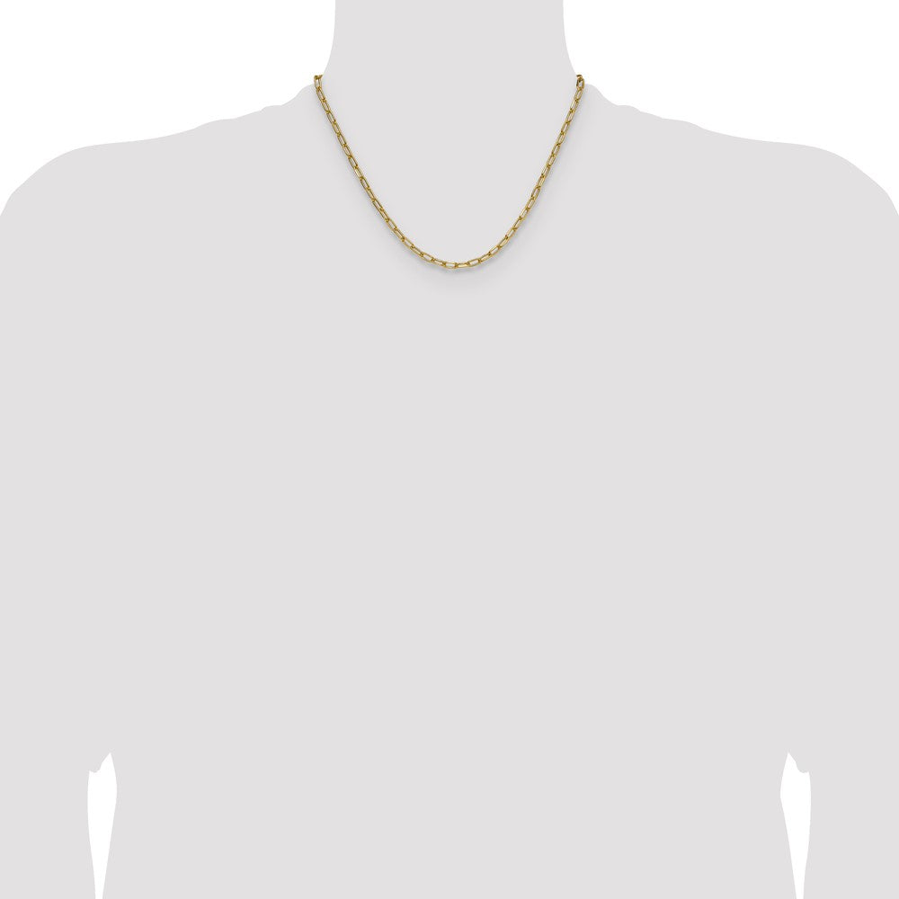 14K Yellow Gold 3.7mm Semi-Solid Beveled Paperclip Chain Necklace