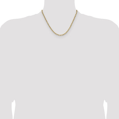 14K Yellow Gold 3.7mm Semi-Solid Beveled Paperclip Chain Necklace