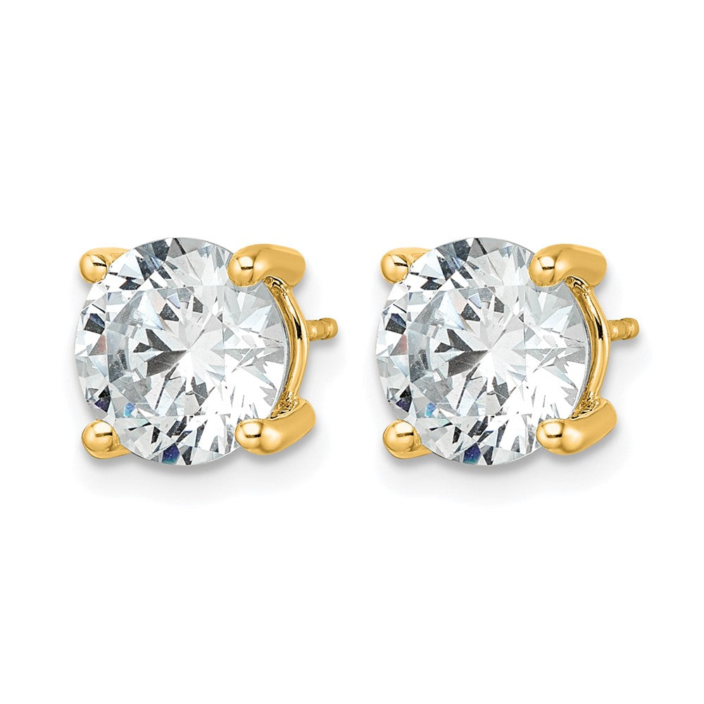 14K Yellow Gold 5 carat Certified Lab Grown Diamond VS/SI+ G+ Round Complete Four Prong Lightweight Stud Earrings