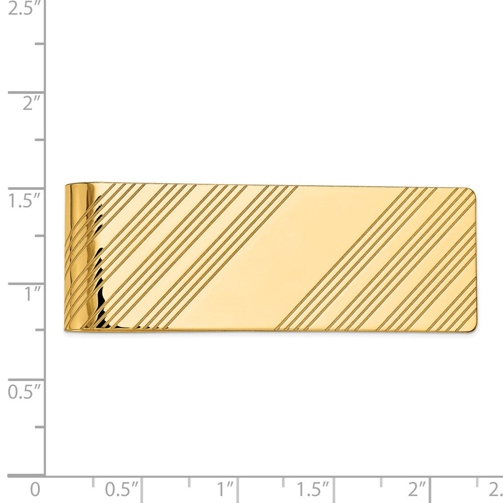 14K Yellow Gold Men's Grooved Polished Money Clip