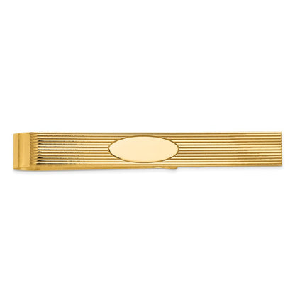 14K Yellow Gold Men's Grooved EngravableTie Bar
