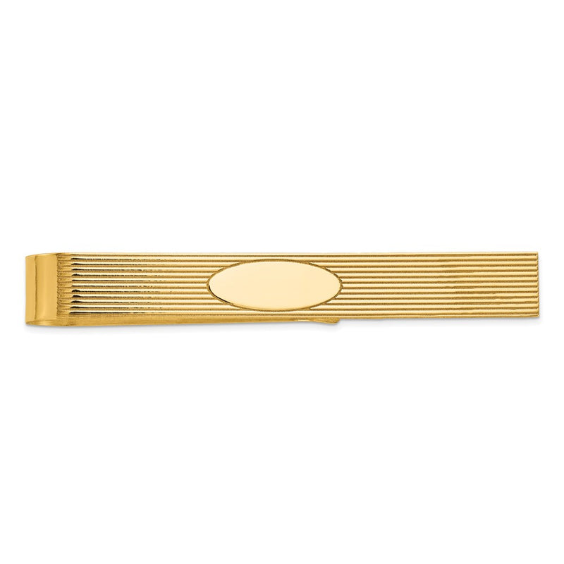 14K Yellow Gold Men's Grooved EngravableTie Bar