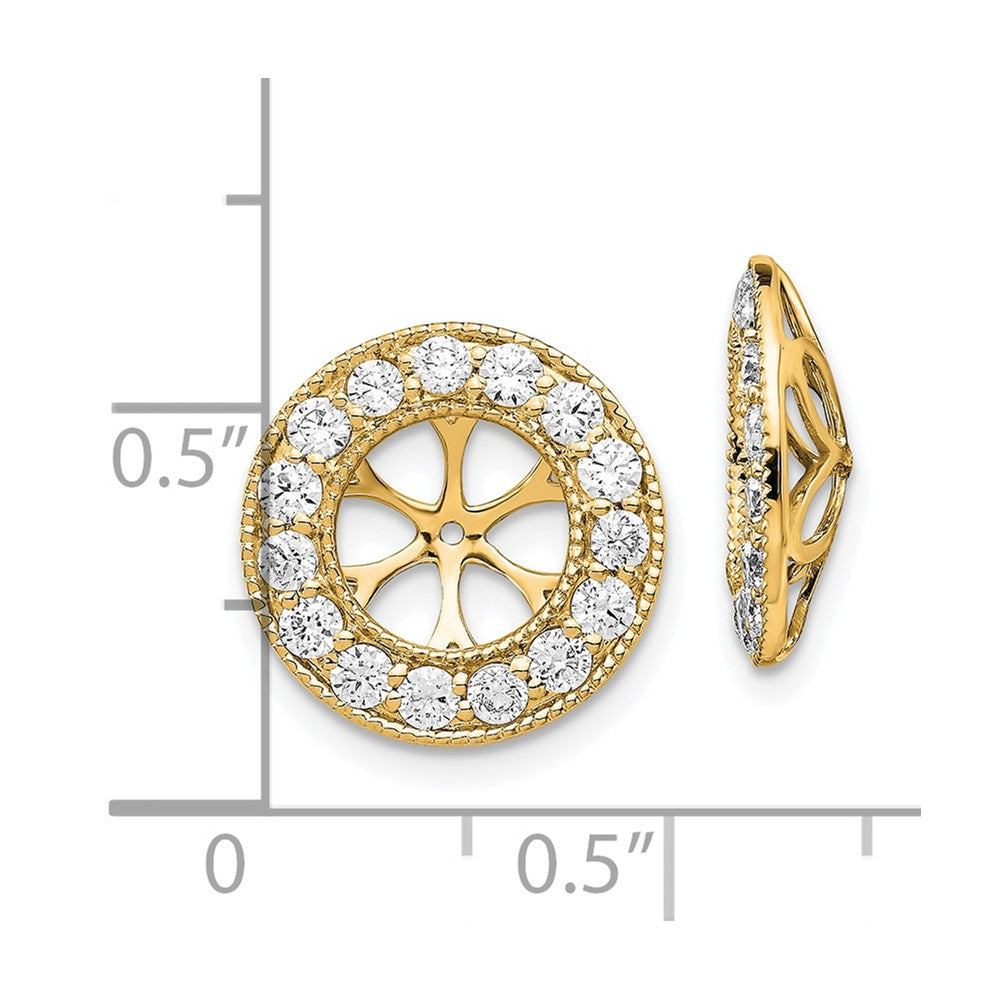 14K Yellow Gold 1 carat Diamond Circle Earring Jackets