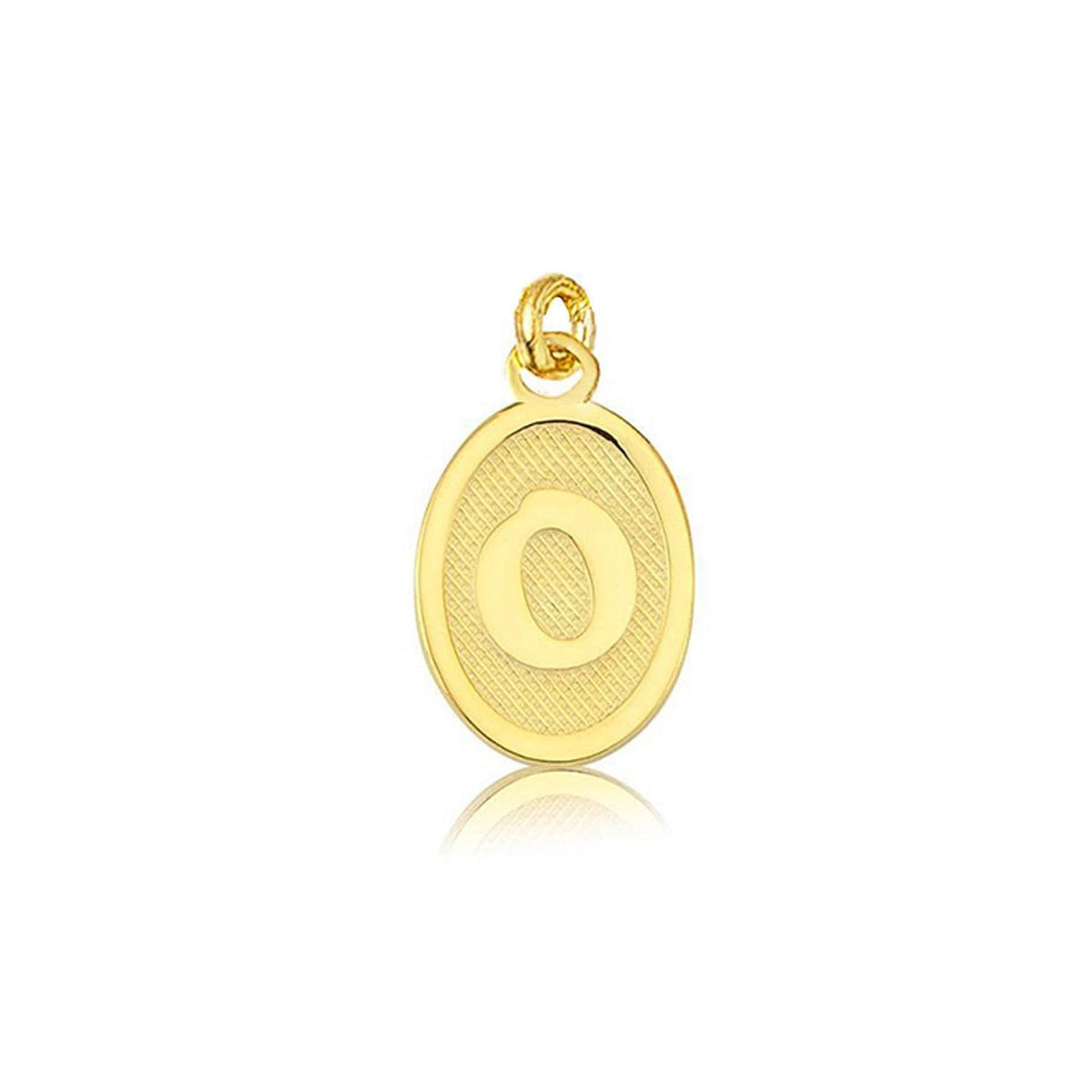 14K Yellow Gold Oval Initial O Pendant