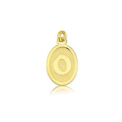 14K Yellow Gold Oval Initial O Pendant