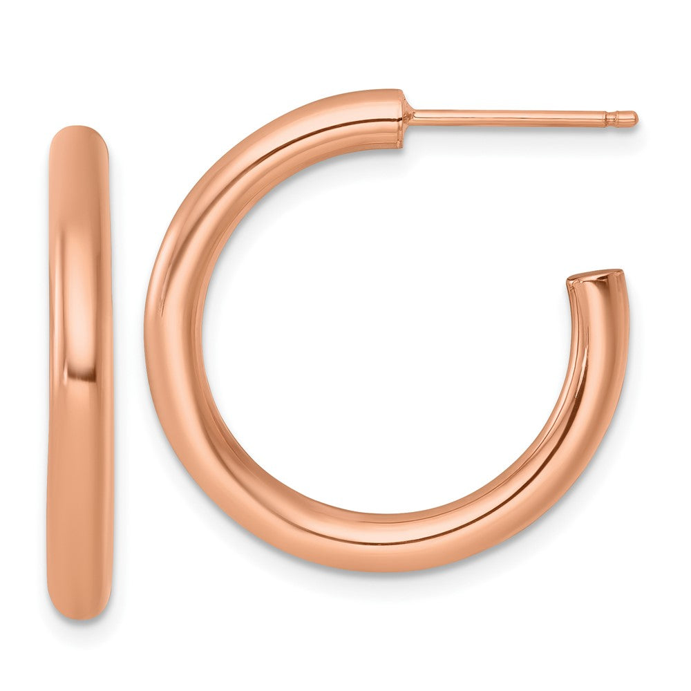 14K Yellow Gold Polished 3.0 x 25mm Tube C-Hoop Post Earrings