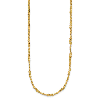 14K Yellow Gold Diamond-cut Beaded 18 Inch Necklace