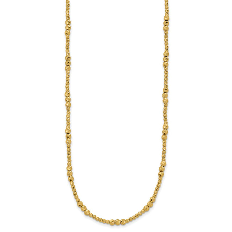 14K Yellow Gold Diamond-cut Beaded 18 Inch Necklace