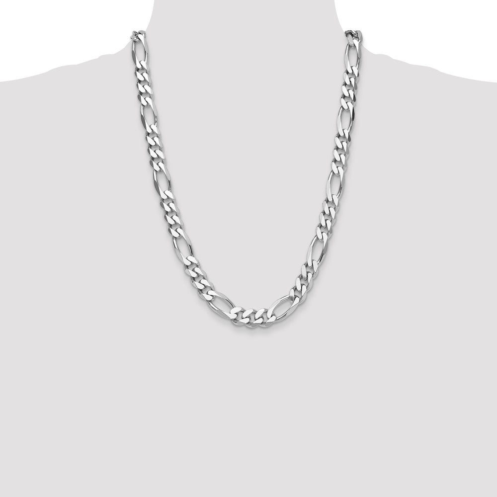 Sterling Silver Rhodium-plated 10.2mm Figaro 24 Inch Chain