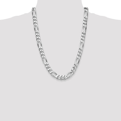 Sterling Silver Rhodium-plated 10.2mm Figaro 24 Inch Chain