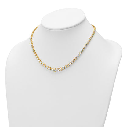 14K Yellow Gold 10 1/20 carat Lab Grown Diamond VS+ F+ Complete Round 16 Inch Graduated Tennis Necklace