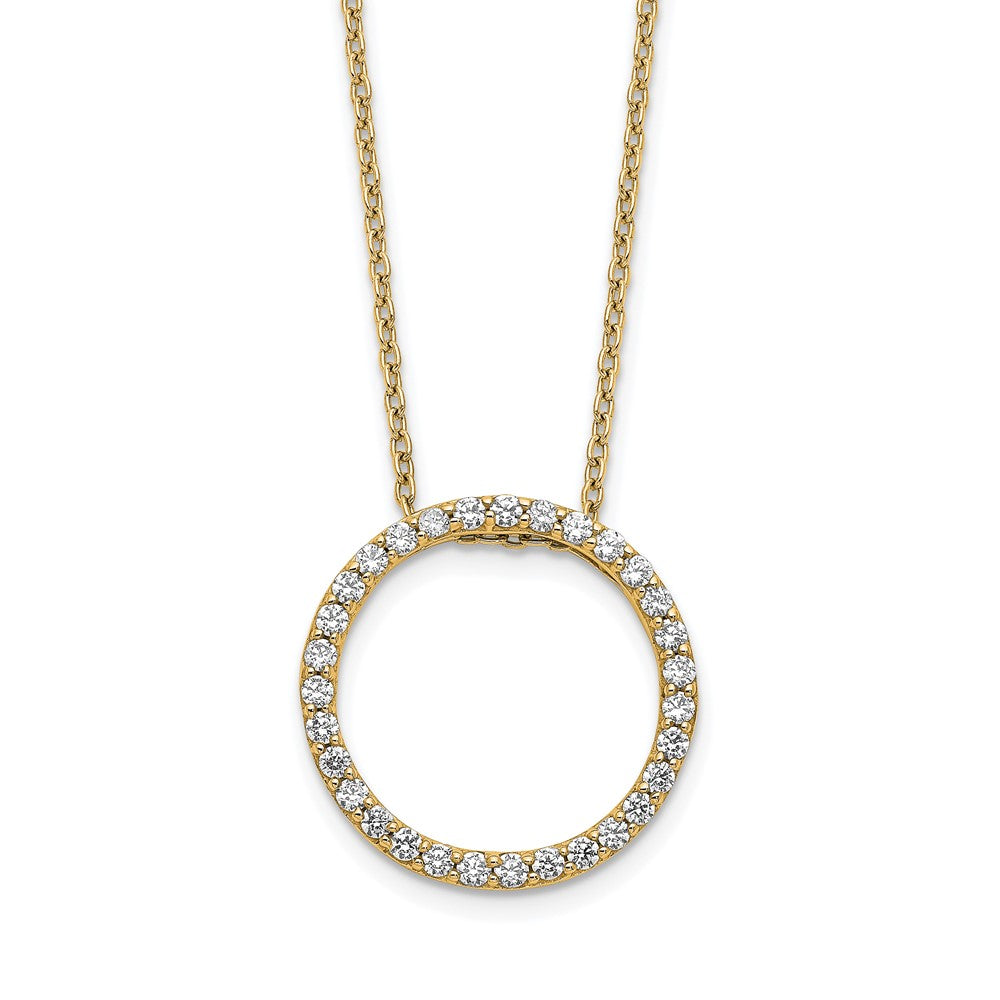14K Yellow Gold Polished 1/2 carat Diamond Circle 18 Inch Necklace