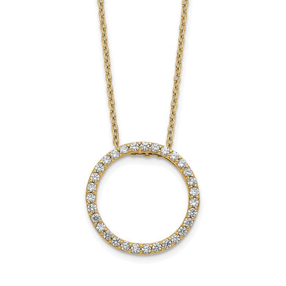 14K Yellow Gold Polished 1/2 carat Diamond Circle 18 Inch Necklace