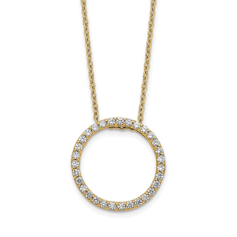 14K Yellow Gold Polished 1/2 carat Diamond Circle 18 Inch Necklace