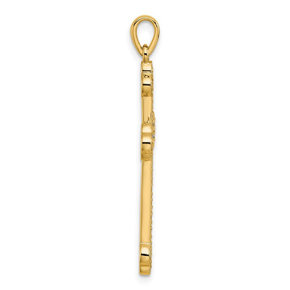 14K Yellow Gold 1/4 carat Diamond Cross Pendant