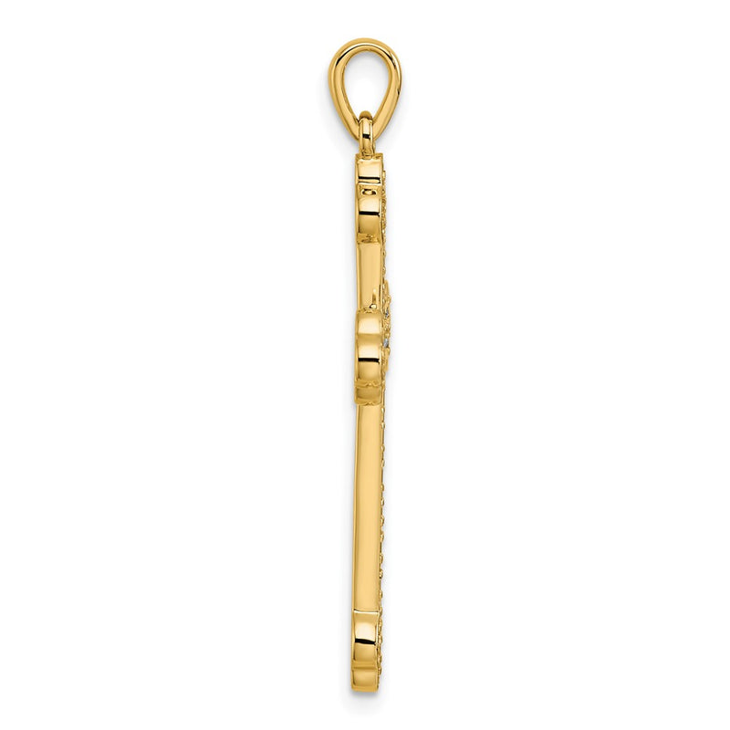 14K Yellow Gold 1/4 carat Diamond Cross Pendant